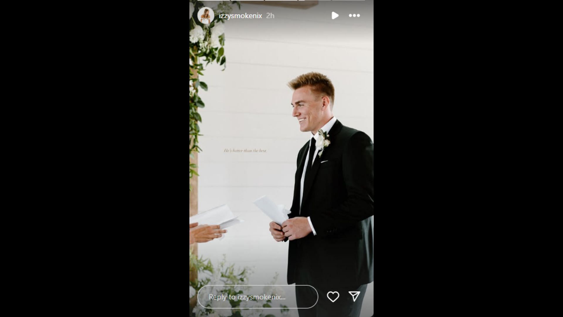 Izzy Nix&#039;s message to husband Bo on their wedding anniversary. (Photo via Izzy Nix&#039;s Instagram Story)