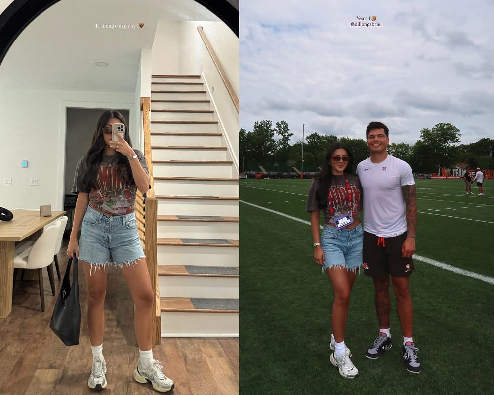 Dillon Gabriel&rsquo;s fianc&eacute;e Zo Caswell drops 2-word message rocking retro tee and ripped shorts at Browns training camp [IG/@zo.caswell]