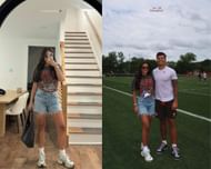 Dillon Gabriel’s fiancée Zo Caswell drops 2-word message rocking retro tee and ripped shorts at Browns training camp (IG/@zo.caswell)