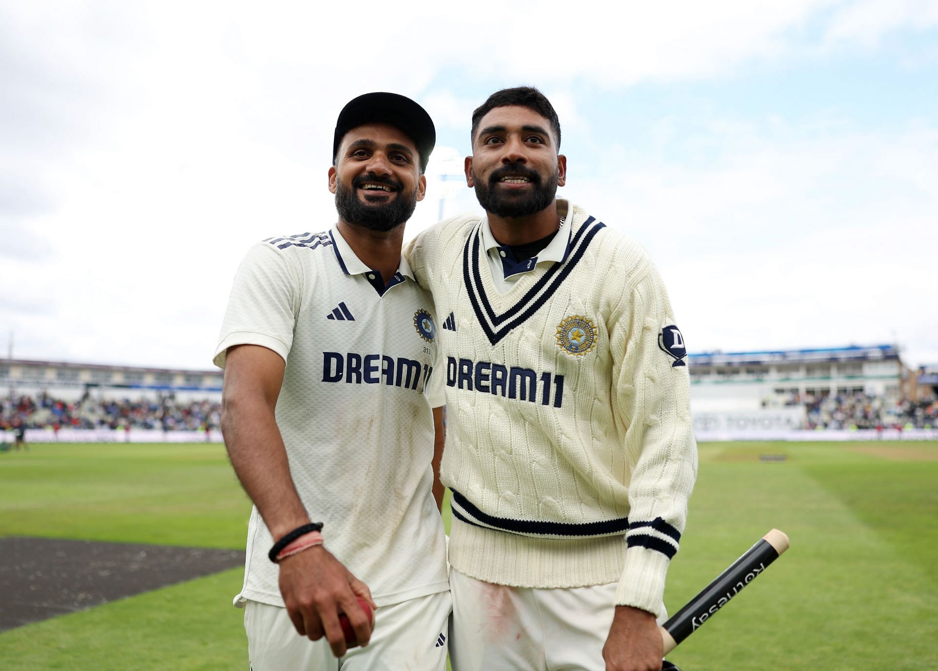 Akash Deep (left) and Mohammed Siraj together picked up 17 wickets in the second Test against England. [P/C: Getty]