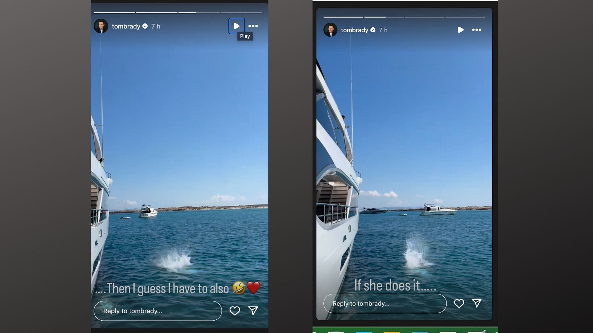Tom Brady mergulha no oceano, acompanhando sua filha Vivian (IG)