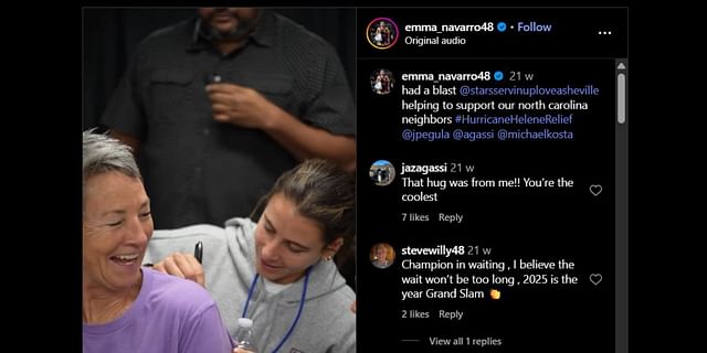 Jaz Agassi shares an update on Emma Navarro's post - Image Source: @EmmaNavarro Instagram