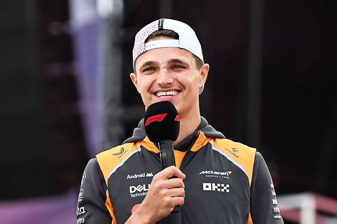 WATCH: Lando Norris jokingly flashes his middle finger to a fan who calls him 'Lewis'