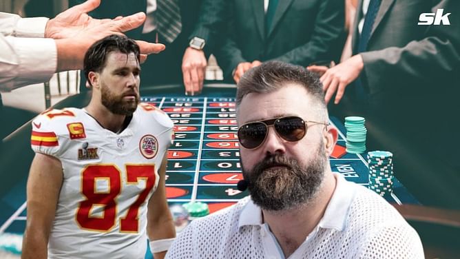 Travis Kelce and Jason Kelce spotted leaving casino after late-night gambling session at Lake Tahoe hours after shotgunning beers [PHOTOS]