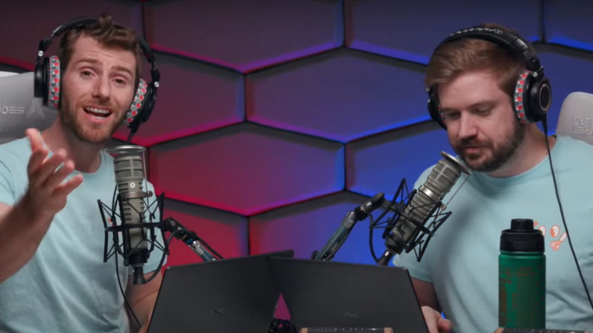 Linus Sebastian (L) and Luke Lafreniere (R) at The WAN Show (Image via YouTube/@LinusTechTips)