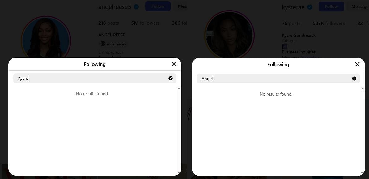 Angel Reese and Kysre Gondrezick appear to no longer be following each other on Instagram. (Photo: @kysrerae and @angelreese5 on IG)