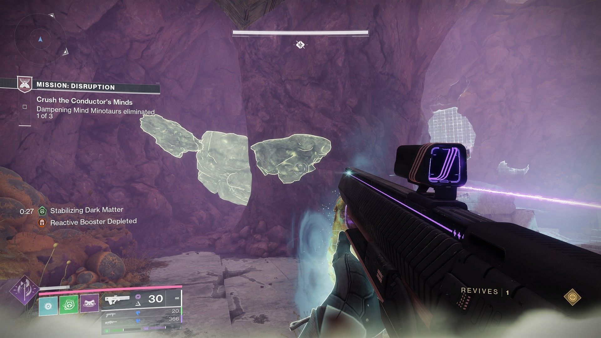 Use Stabilizing Dark Matter to expose Vex cubes (Image via Bungie)