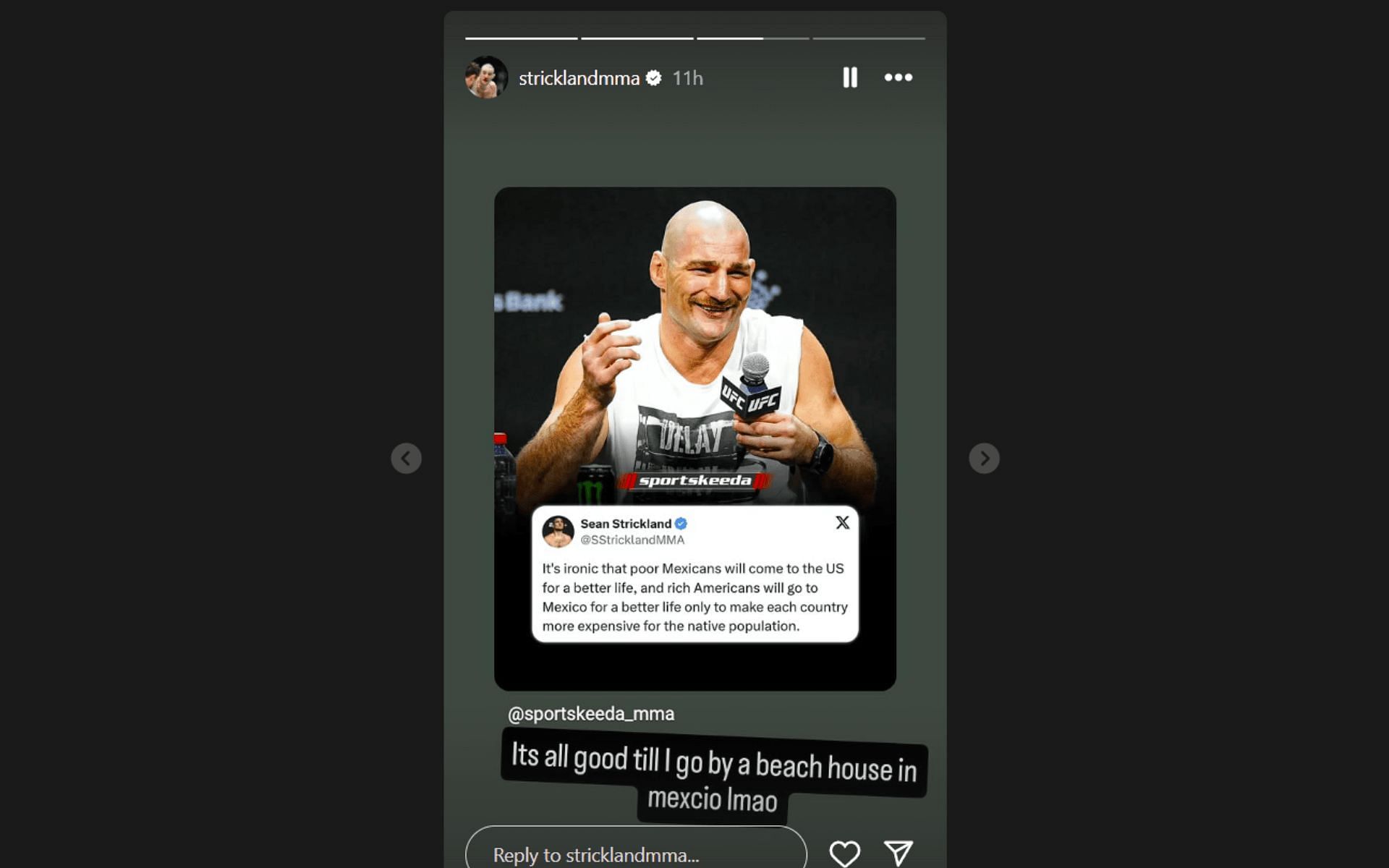 Instagram Story. [Screenshot courtesy: @stricklandmma on Instagram]