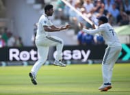 Washington Sundar celebrates a wicket. (Credits: Getty)