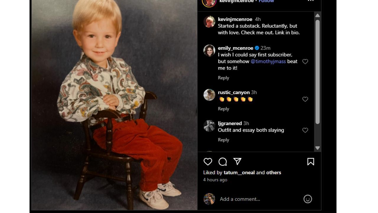 Kevin McEnroe&#039;s Instagram post