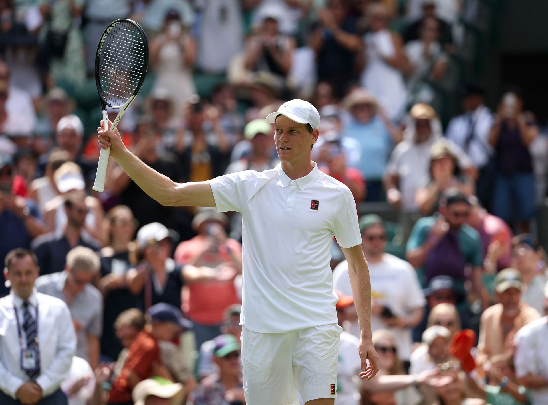 Jannik Sinner won his Wimbledon opener. (Source: Getty)