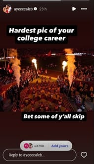 Caleb Williams joins the viral trend on Instagram with an emotional return (Credit image: Instagram / Ayeecaleb)