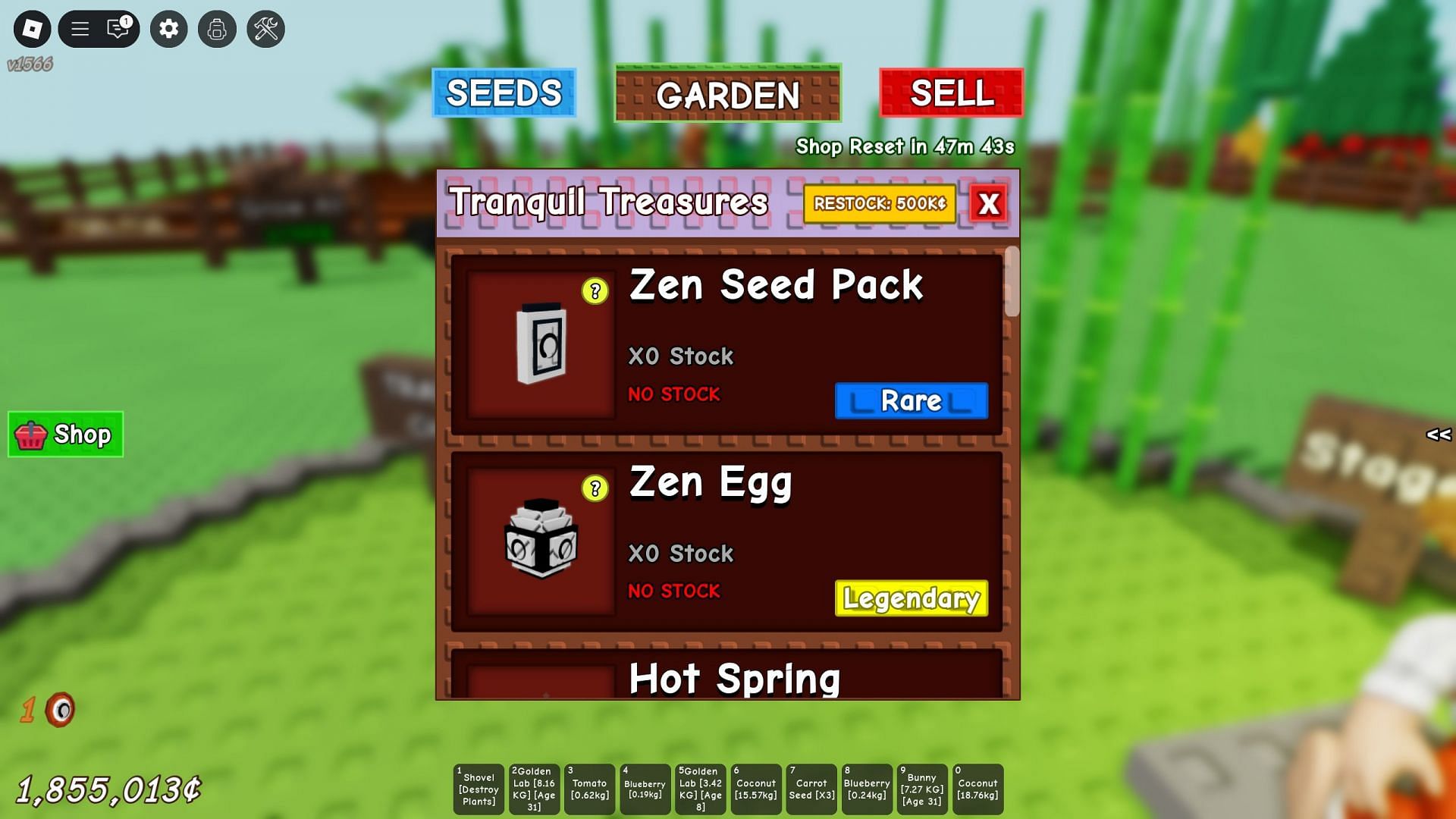 Purchase Zen Seed Packs from the Chi Vendor for 12 Chi each (Image via Roblox)