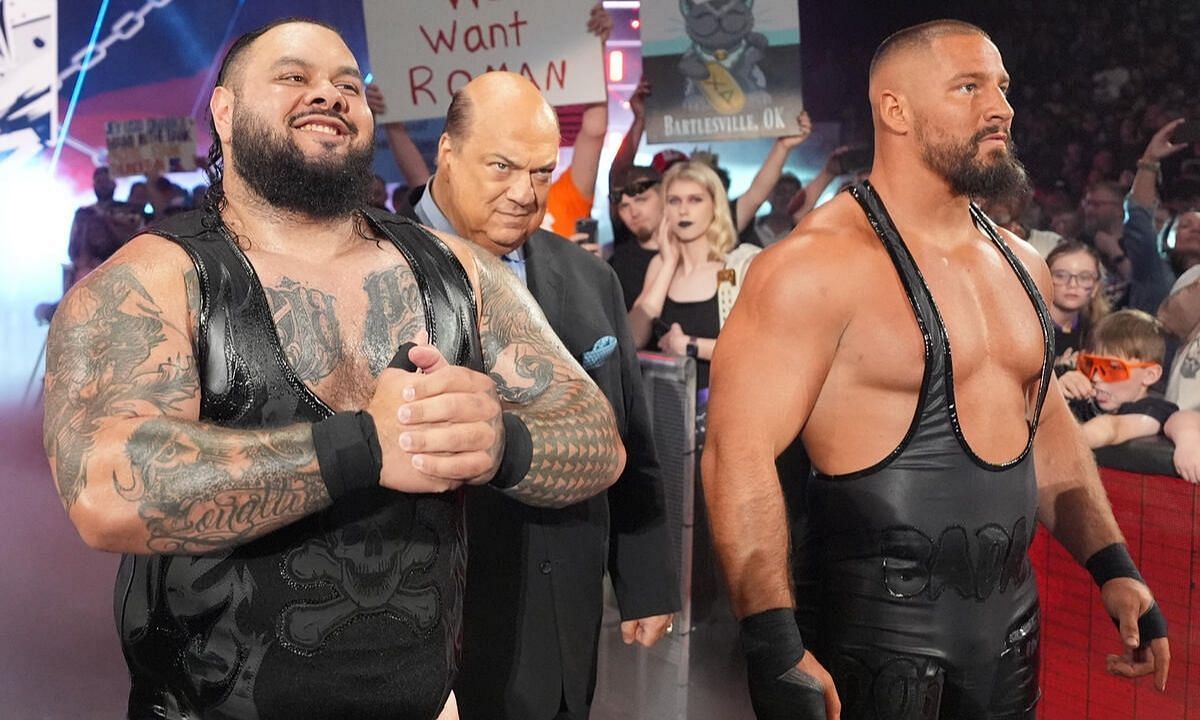WWE superstars, Bronson Reed and Bron Breakker with Paul Heyman. [Photo credit: WWE.com]