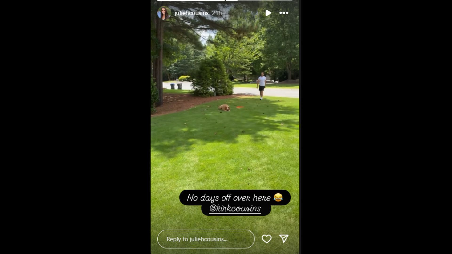 The Atlanta Falcons quarterback playing catch with his son. (Photo via Julie Cousins&#039; Instagram Story)