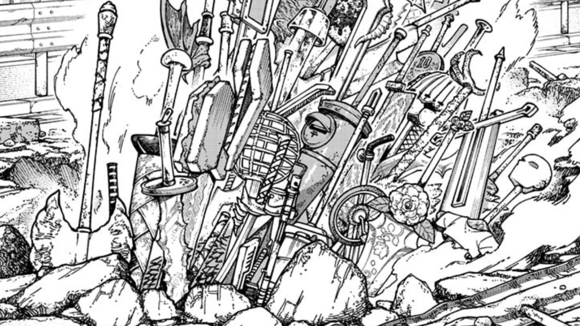War Devil&#039;s weapons as seen in the Chainsaw Man manga (Image via Shueisha)