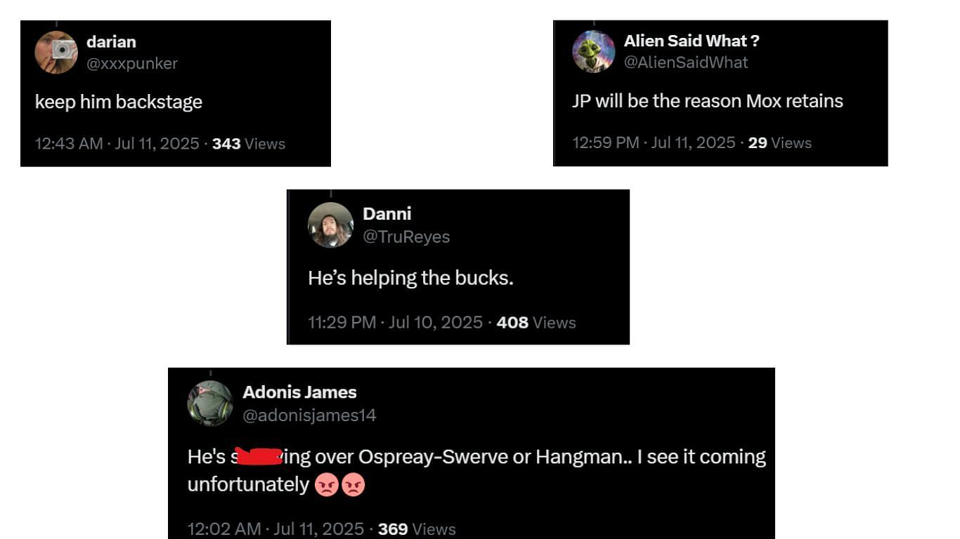 Fans react on X. [Images via WrestlePurists&#039; X]