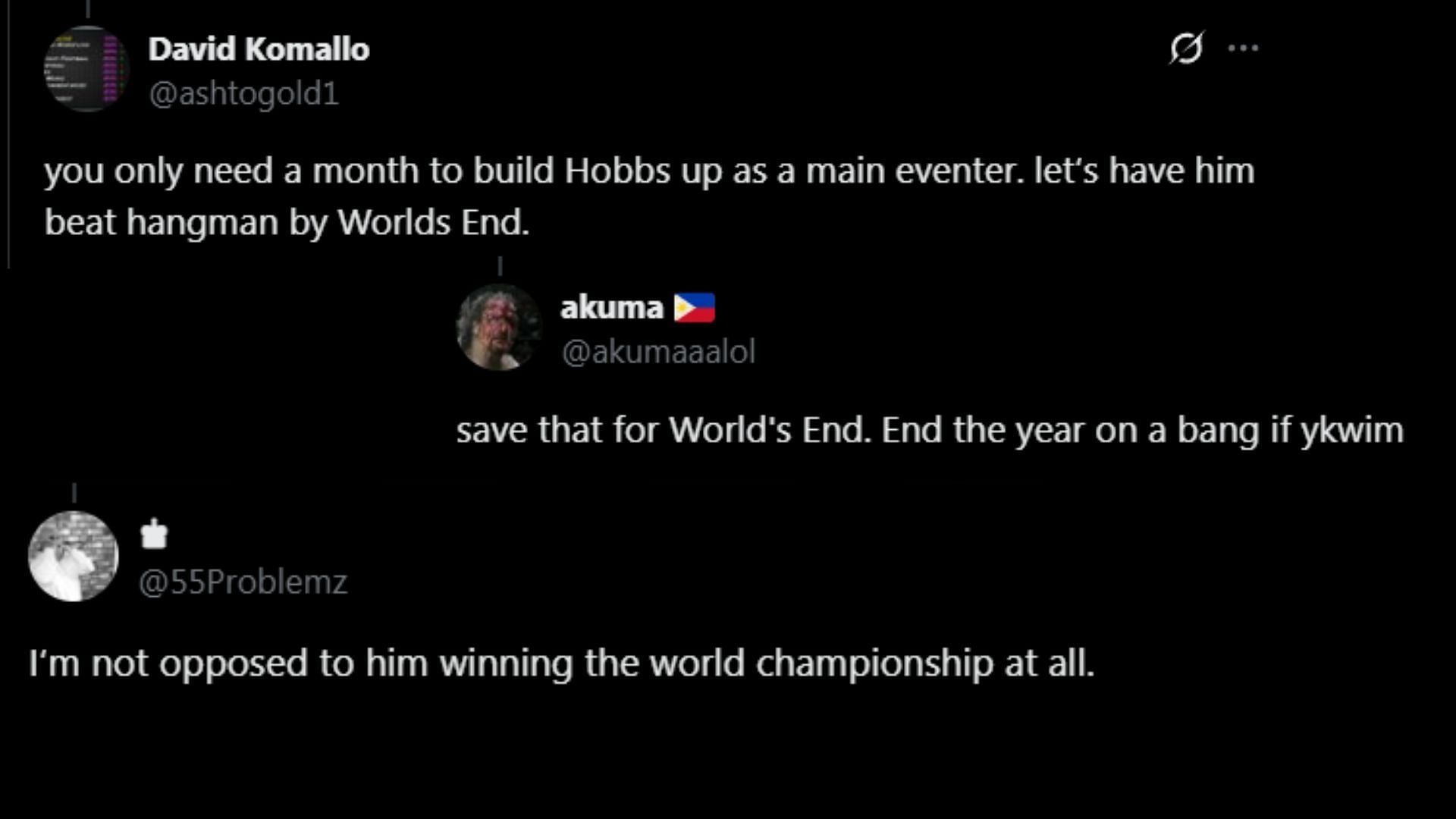 Fans react to Powerhouse Hobbs&#039; intentions to become AEW World Champion. [Images via Rockerito&#039;s X]