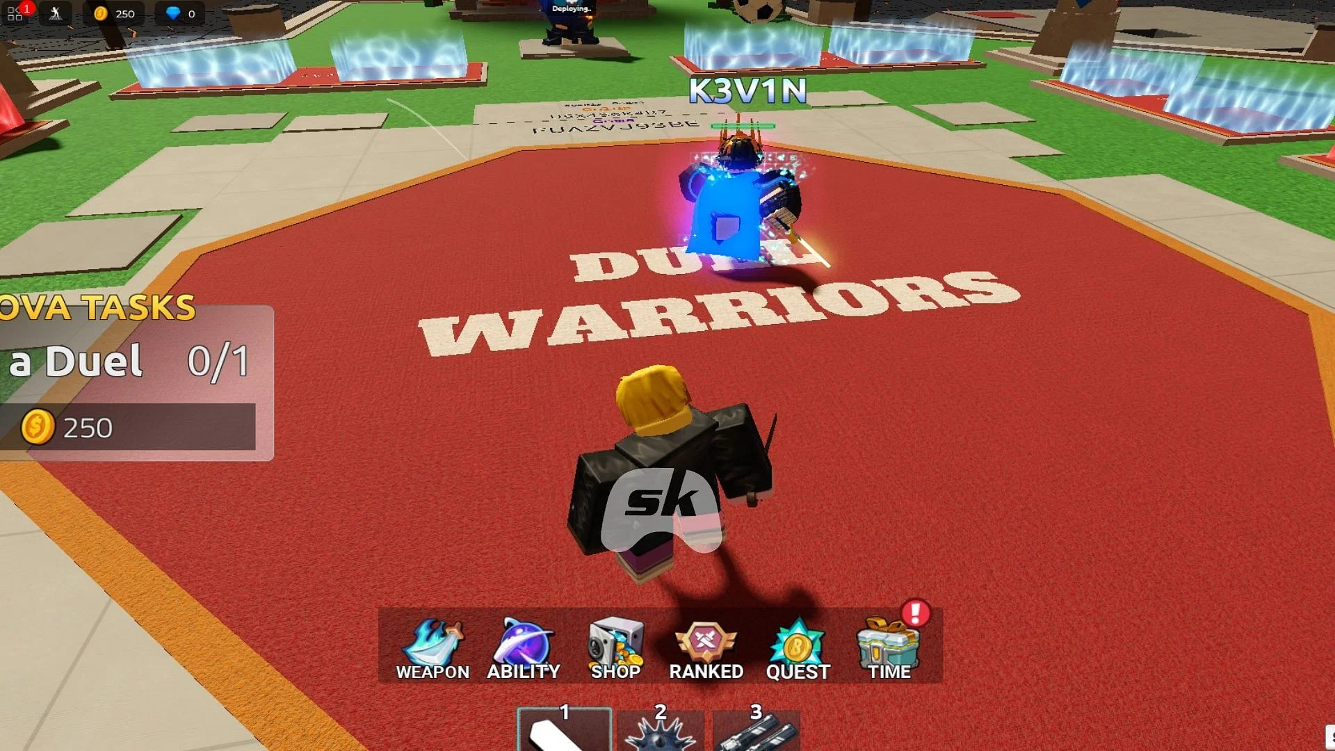 Trying to fight other players in the game (Image via Sportskeeda Gaming || Roblox)