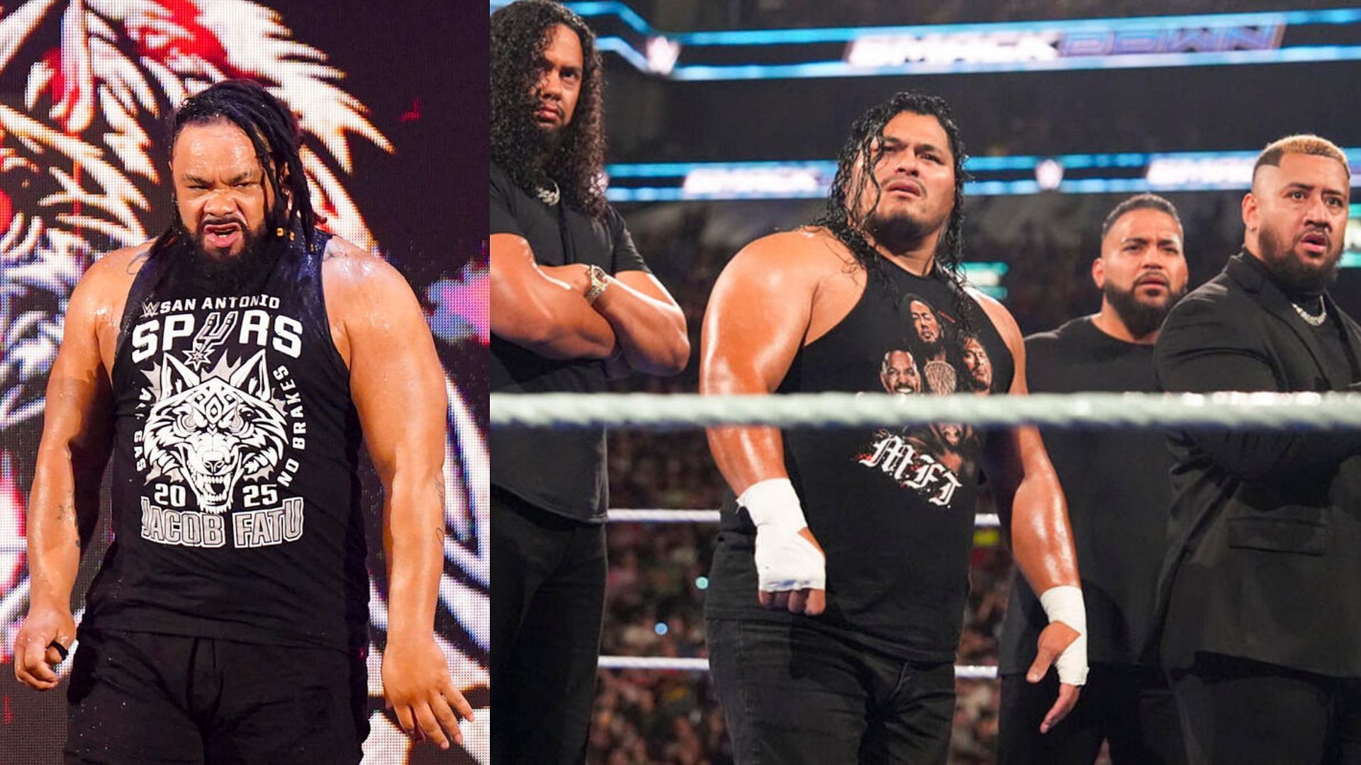 Jacob Fatu (left), Solo Sikoa and his group (right) (Image Credits: WWE.com)