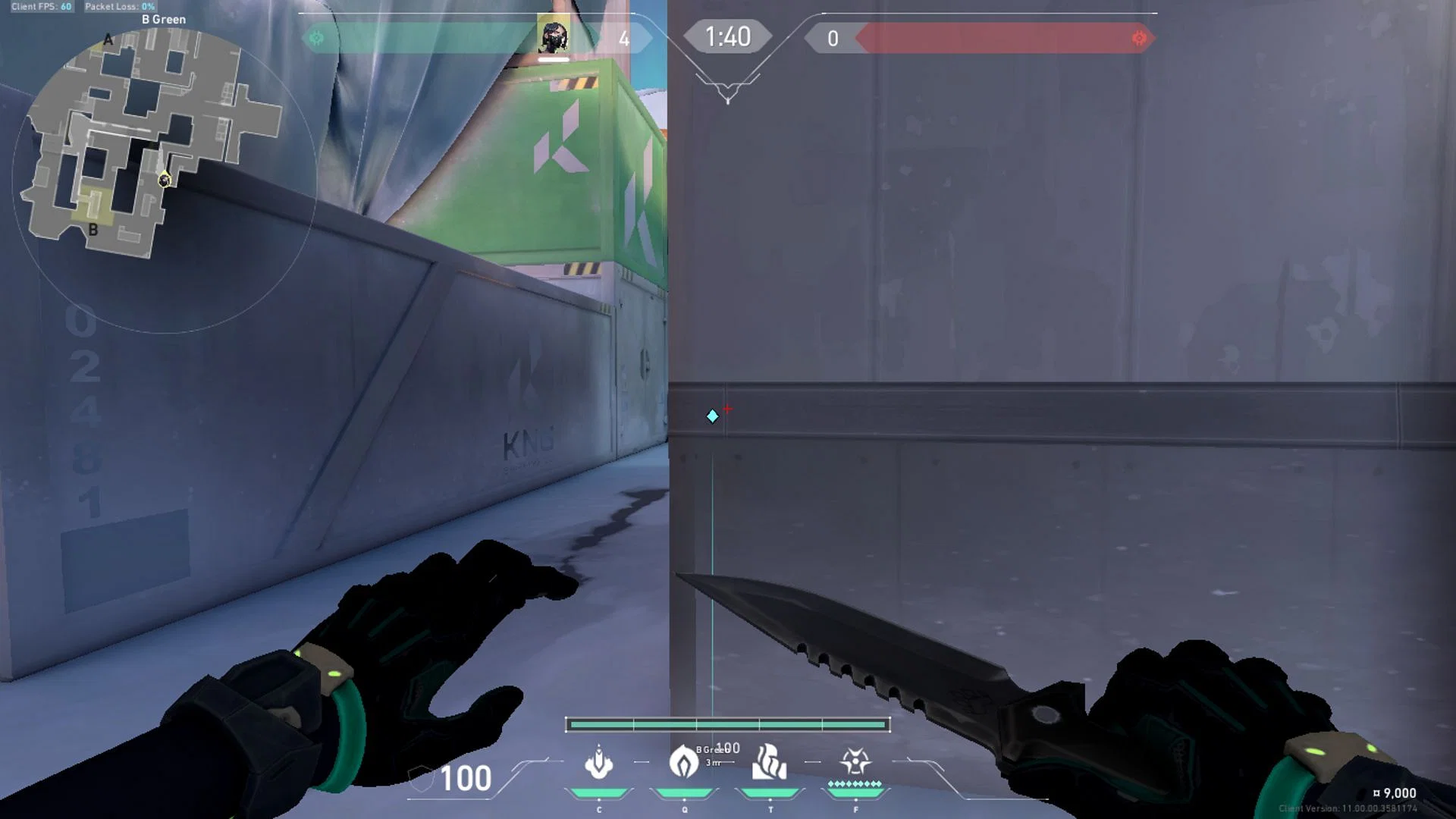 Stand at the edge of the wall as shown by the ping (Image via Riot Games)