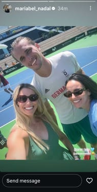 Maribel with a friend and Alexander Zverev at the Rafa Nadal Academy (Source: Instagram/mariabel_nadal)