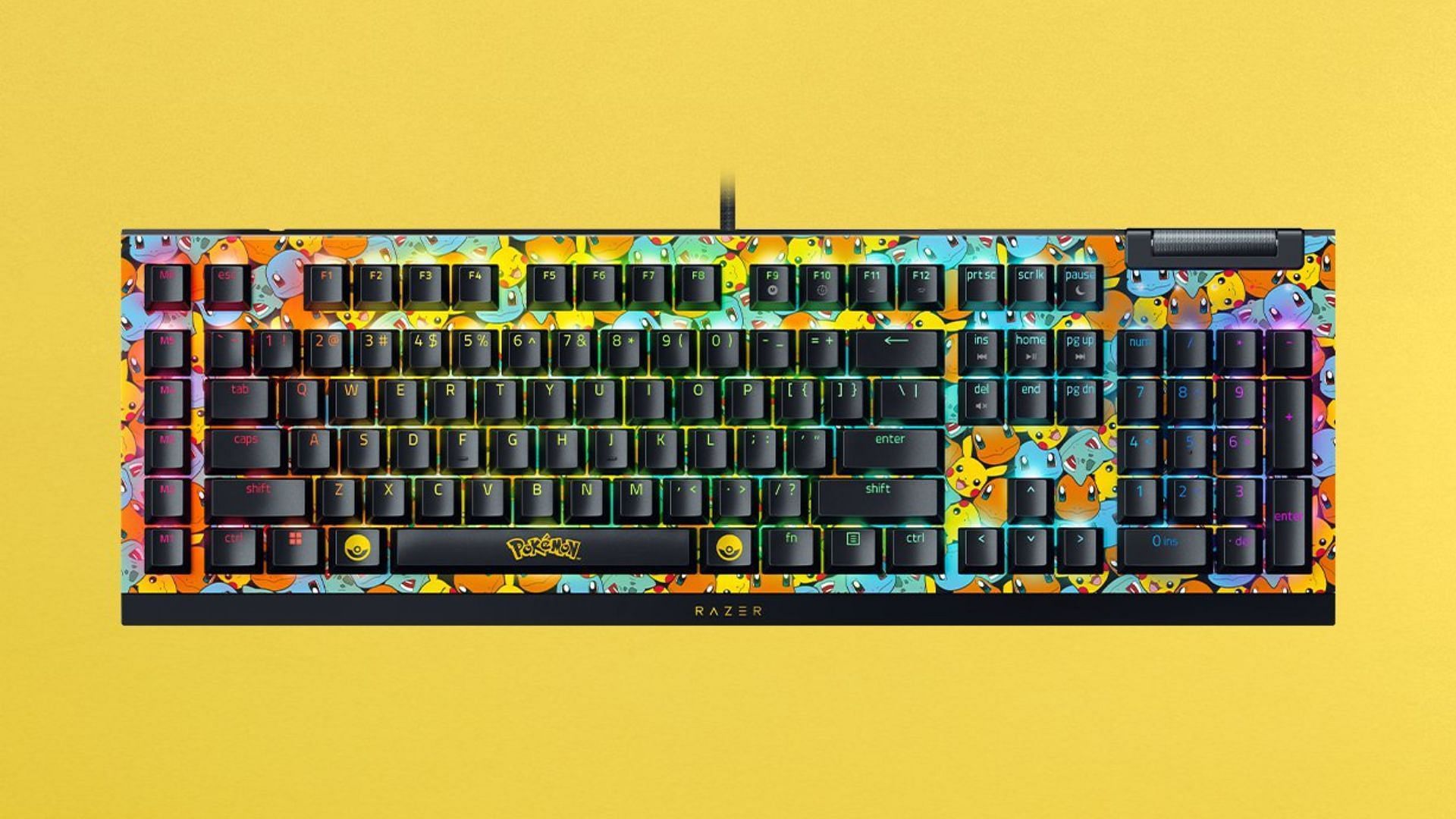 The Pok&eacute;mon livery on the Razer BlackWidow V4 X is a visual feast (Image via Razer)