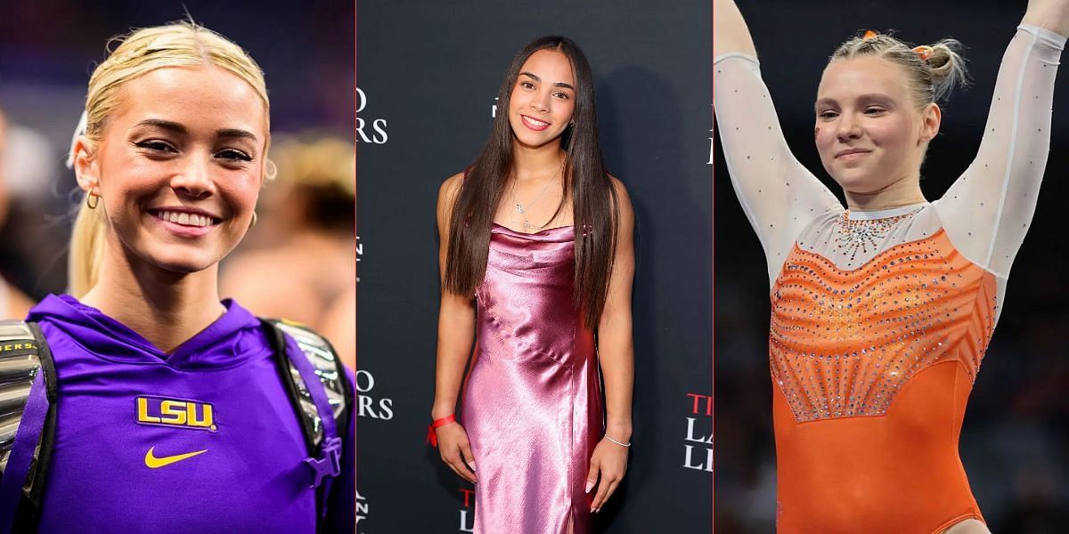 Hezly Rivera receives praise from Olivia Dunne and Jade Carey. (Images by Getty)