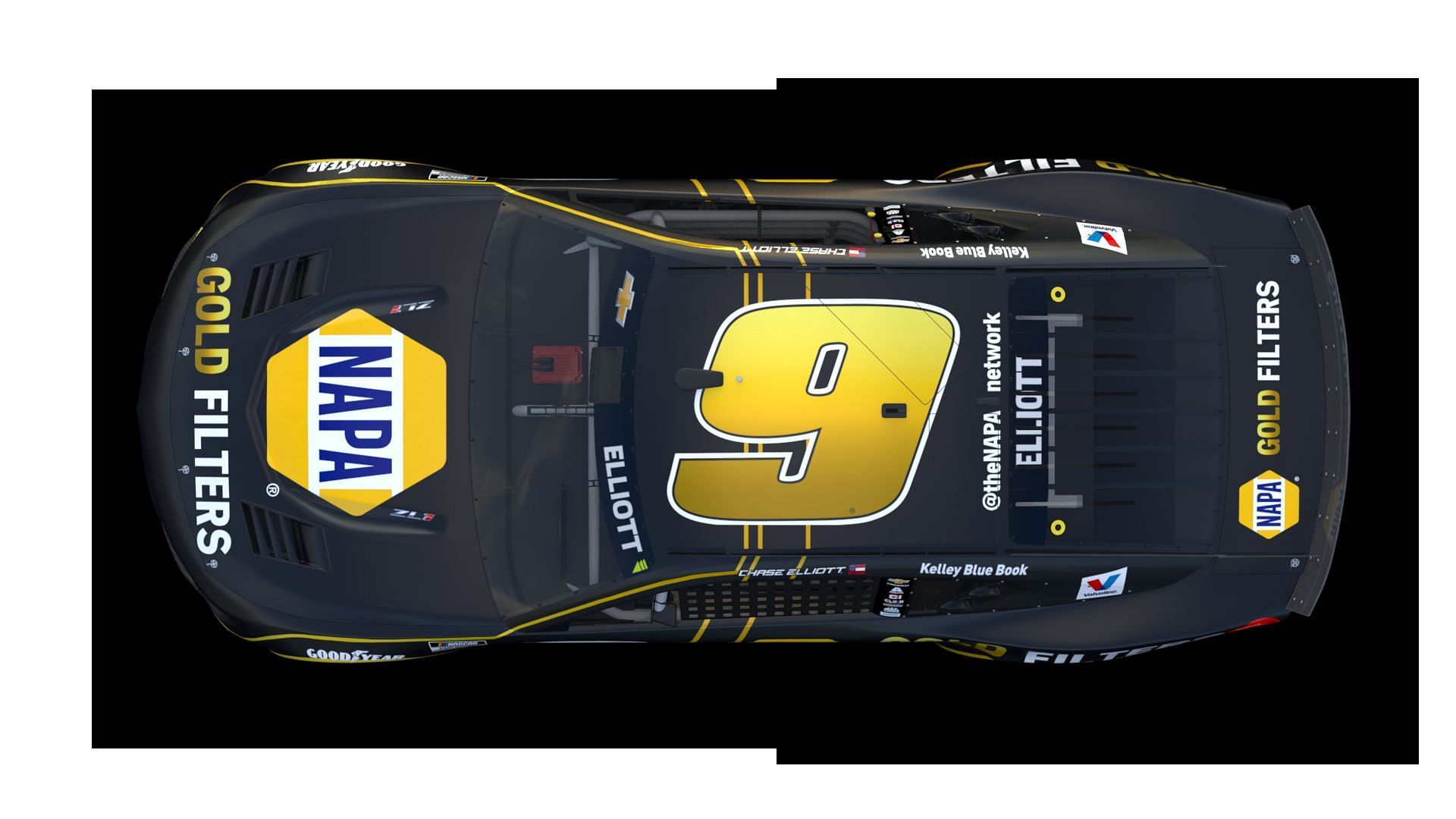 Chase Elliott&#039;s No. 9 NAPA Gold Filters Chevrolet for the NASCAR Cup Series race in Chicago. Source: Hendrick Motorsports