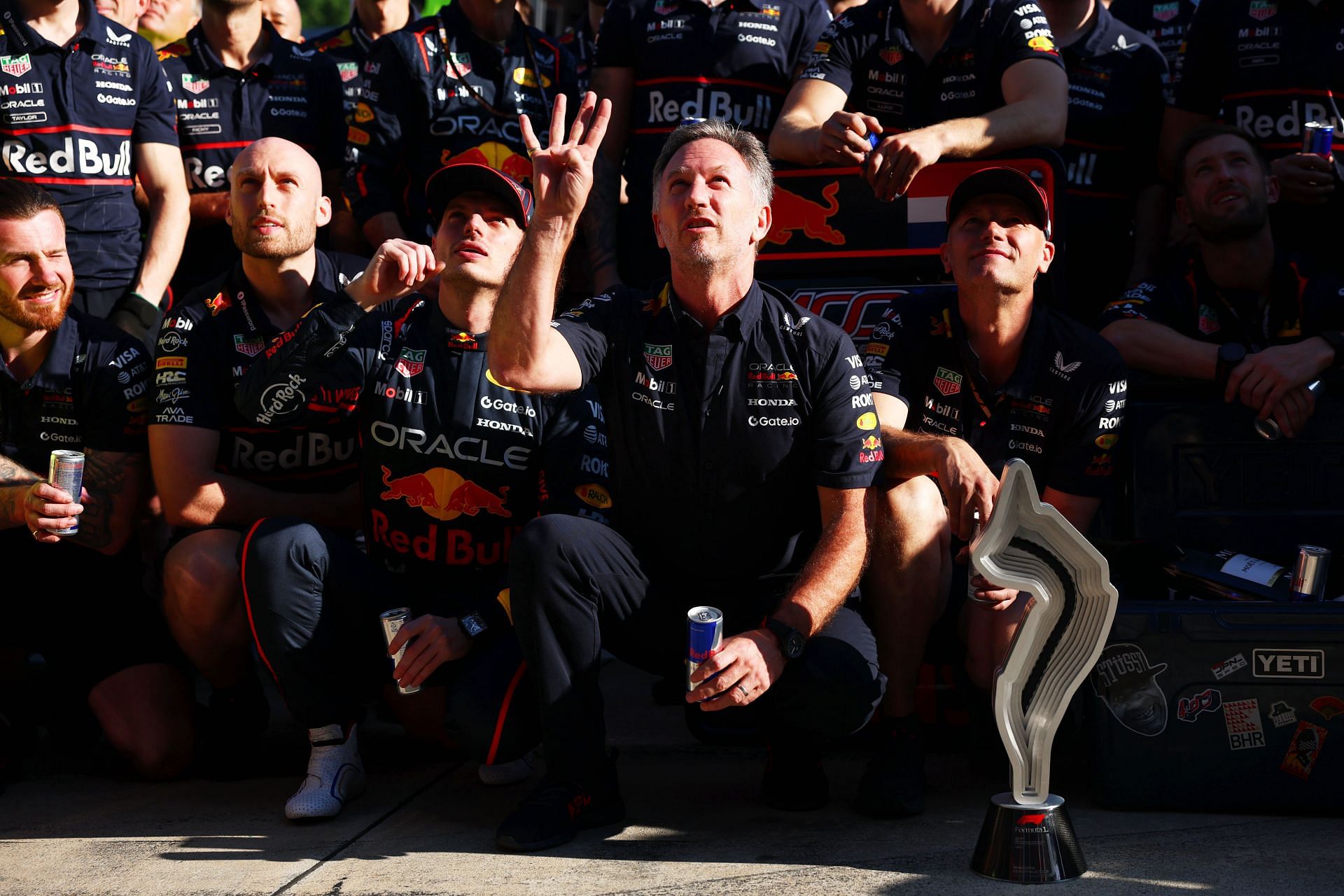 Max Verstappen (L) and Christian Horner (R) at the 2025 F1 Grand Prix of Emilia-Romagna - Source: Getty