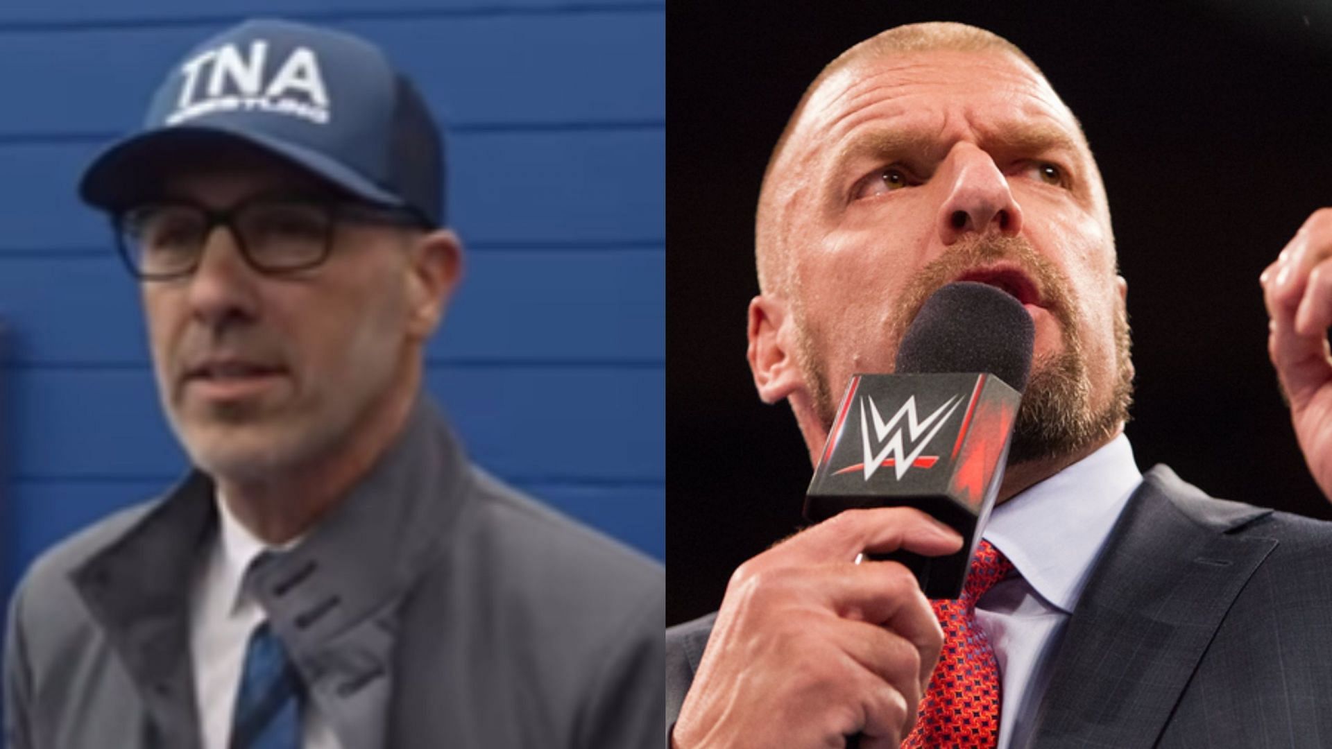 TNA President Carlos Silva and WWE boss Triple H (Photo credit: WWE.com)