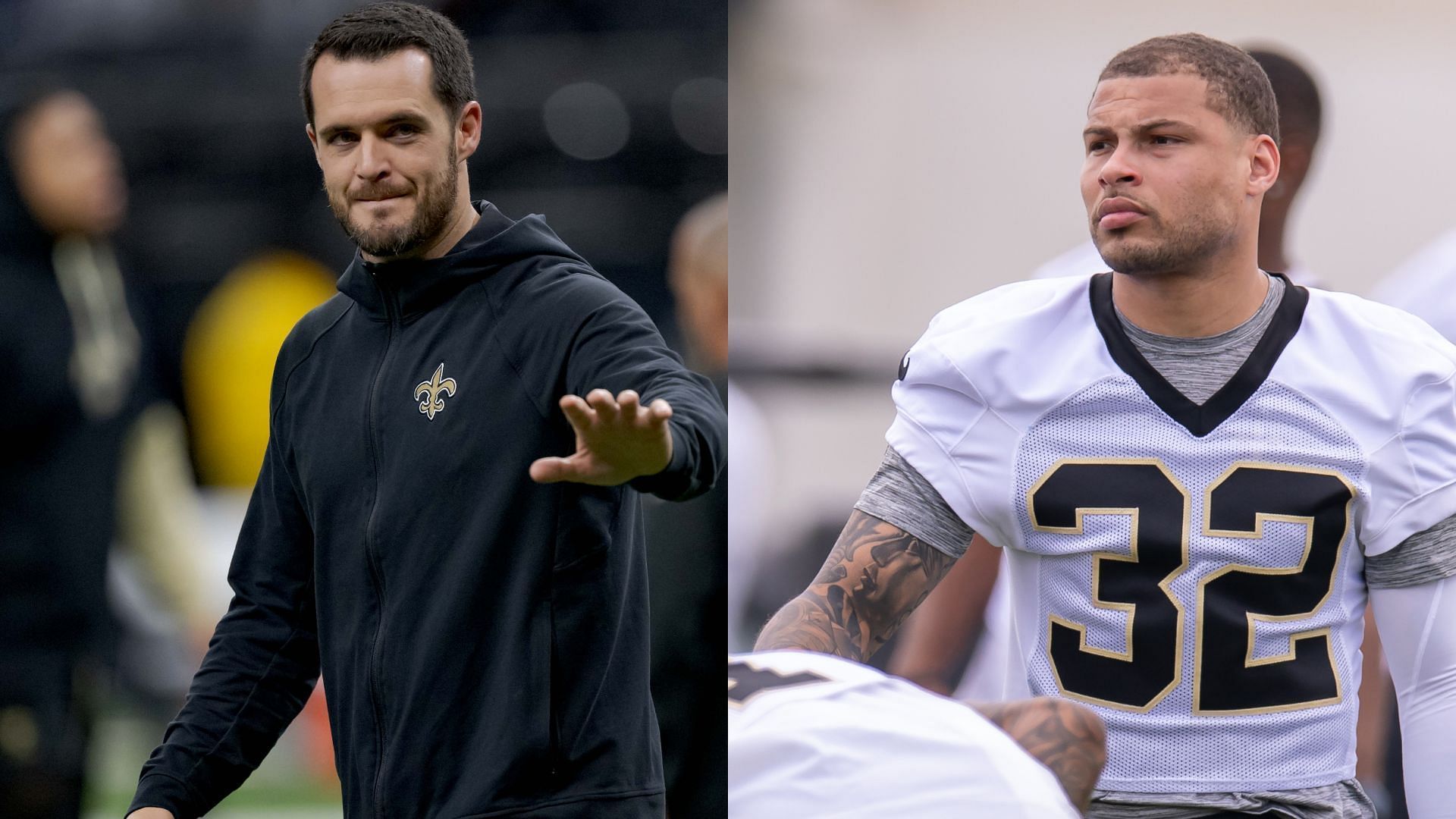 Tyrann Mathieu x Derek Carr collage