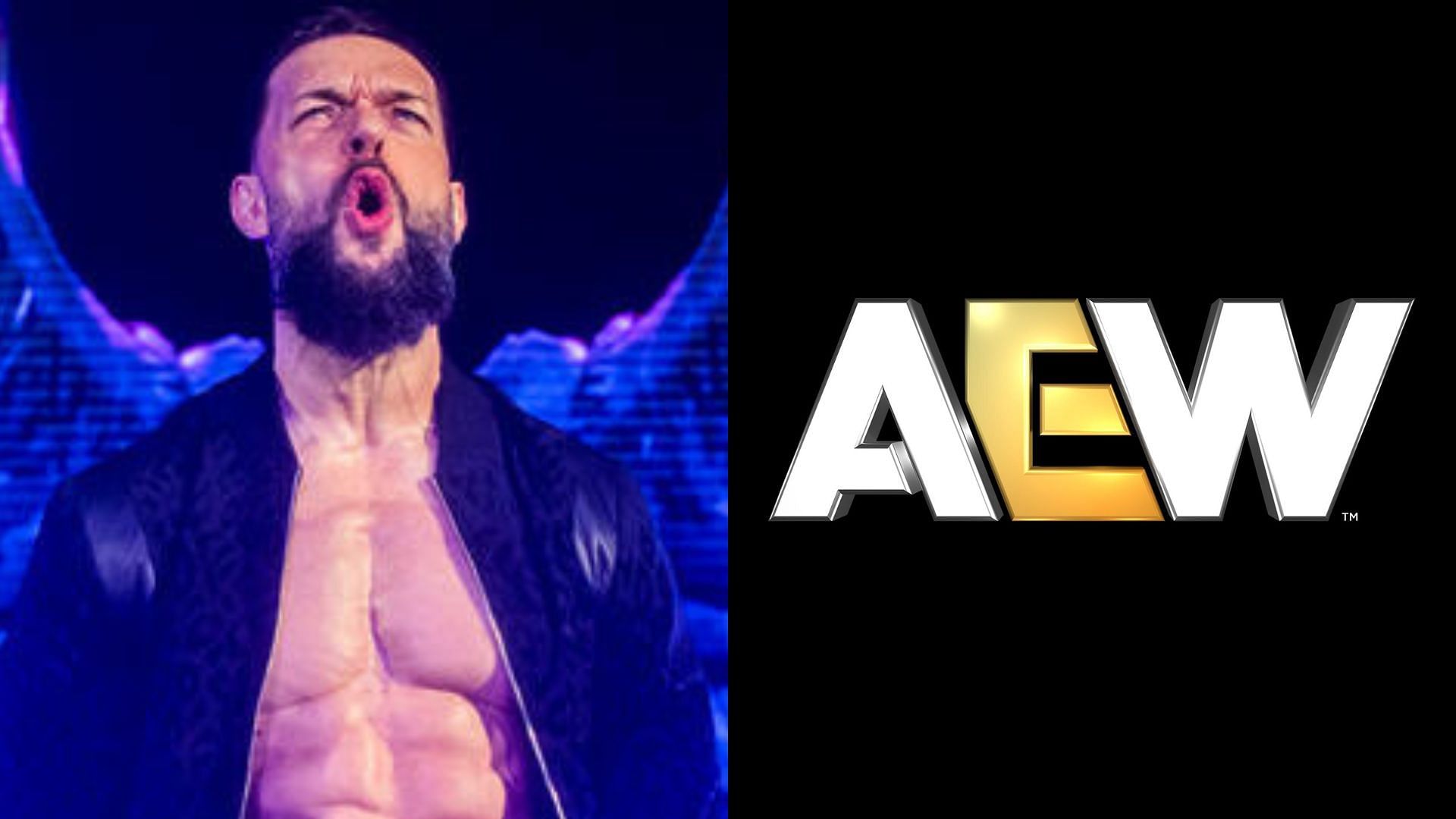 Finn Balor (left) and AEW logo (right). (Image credits: wwe.com &amp; AEW Facebook page)