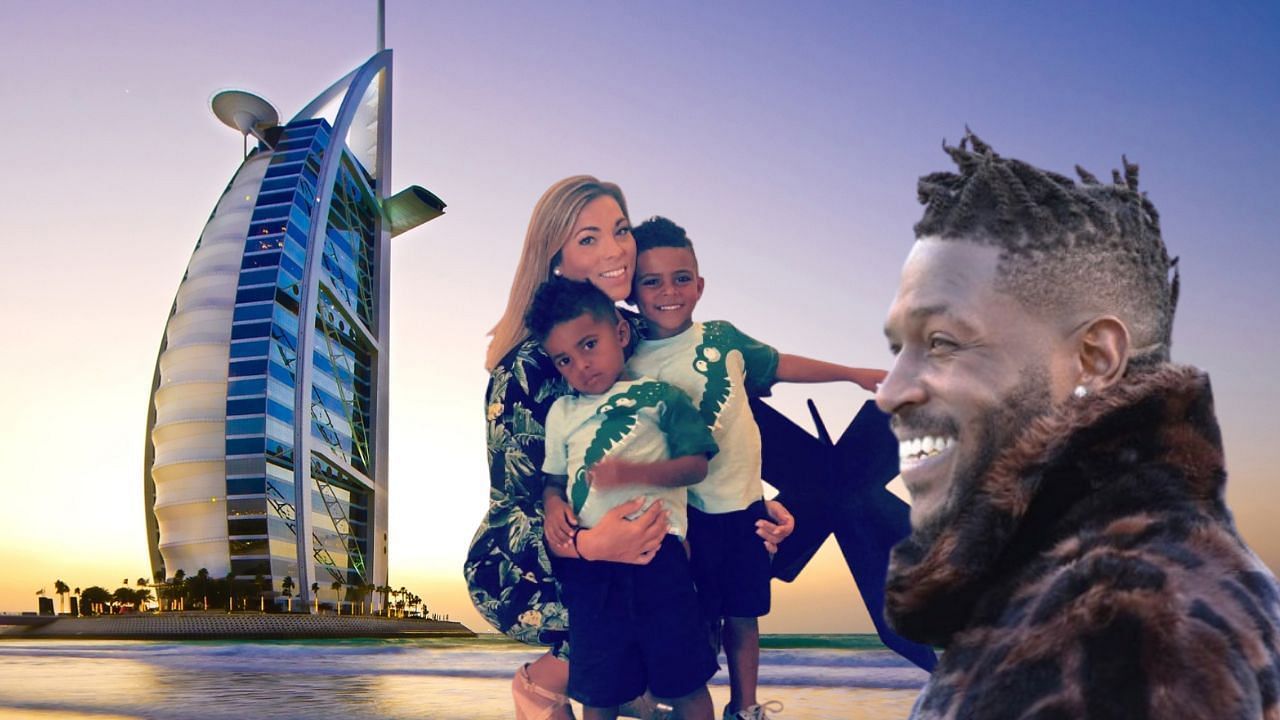 39 days after leaving USA, Antonio Brown enjoys waterslide ride with kids and his babies