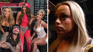 Dominik Mysterio reacts after being spotted with Nikki Bella backstage on WWE RAW
