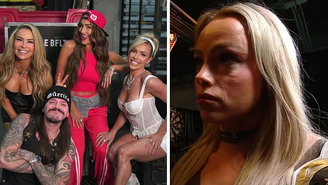 Dominik Mysterio reacts after being spotted with Nikki Bella backstage on WWE RAW
