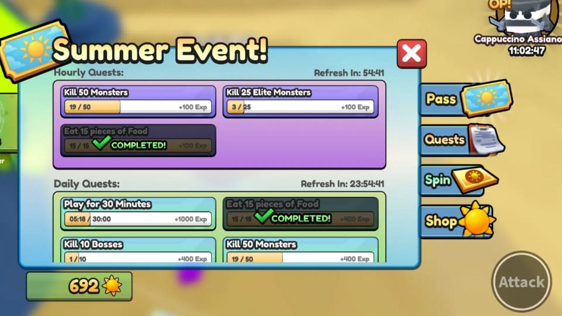 The Summer Event quests (Image via Roblox)