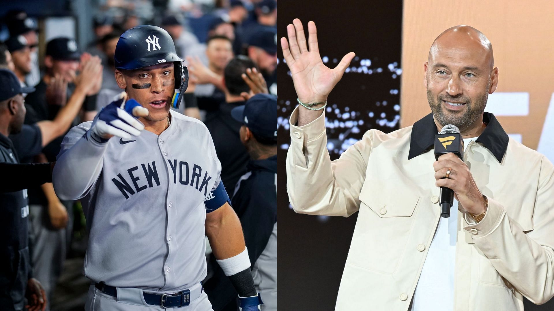 Aaron Judge (L), Derek Jeter (R) [Image via Imagn &amp; Getty]