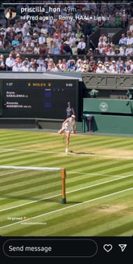 Priscilla Hon's Instagram Story celebrating Anisimova's victory (Source: Instagram/priscilla_hon)