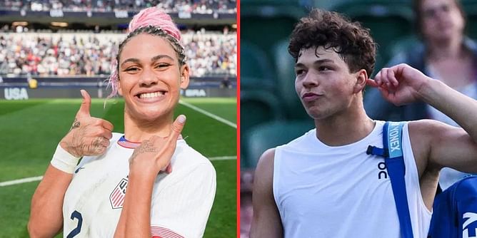 Ben Shelton's soccer star girlfriend Trinity Rodman shows support as American takes a jab at Wimbledon match suspension controversy