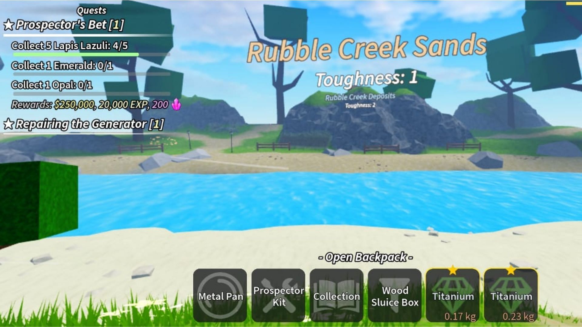 Lapis Lazuli can be found in Rubble Creek Sands (Image via Roblox)
