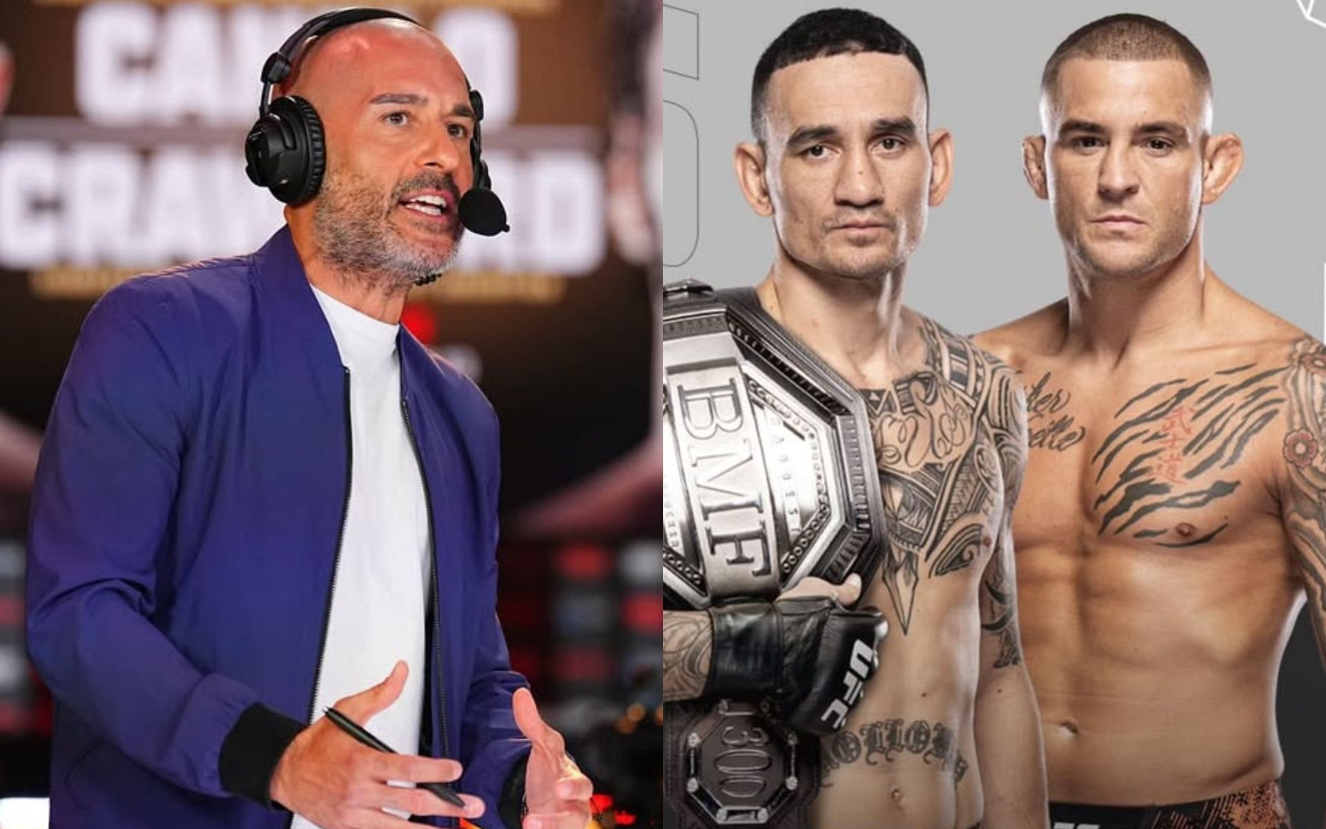 Jon Anik (left) proposes next challenger for Max Holloway