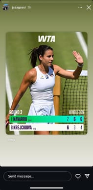 Jaz Agassi shares an update on Instagram/@JazAgassi