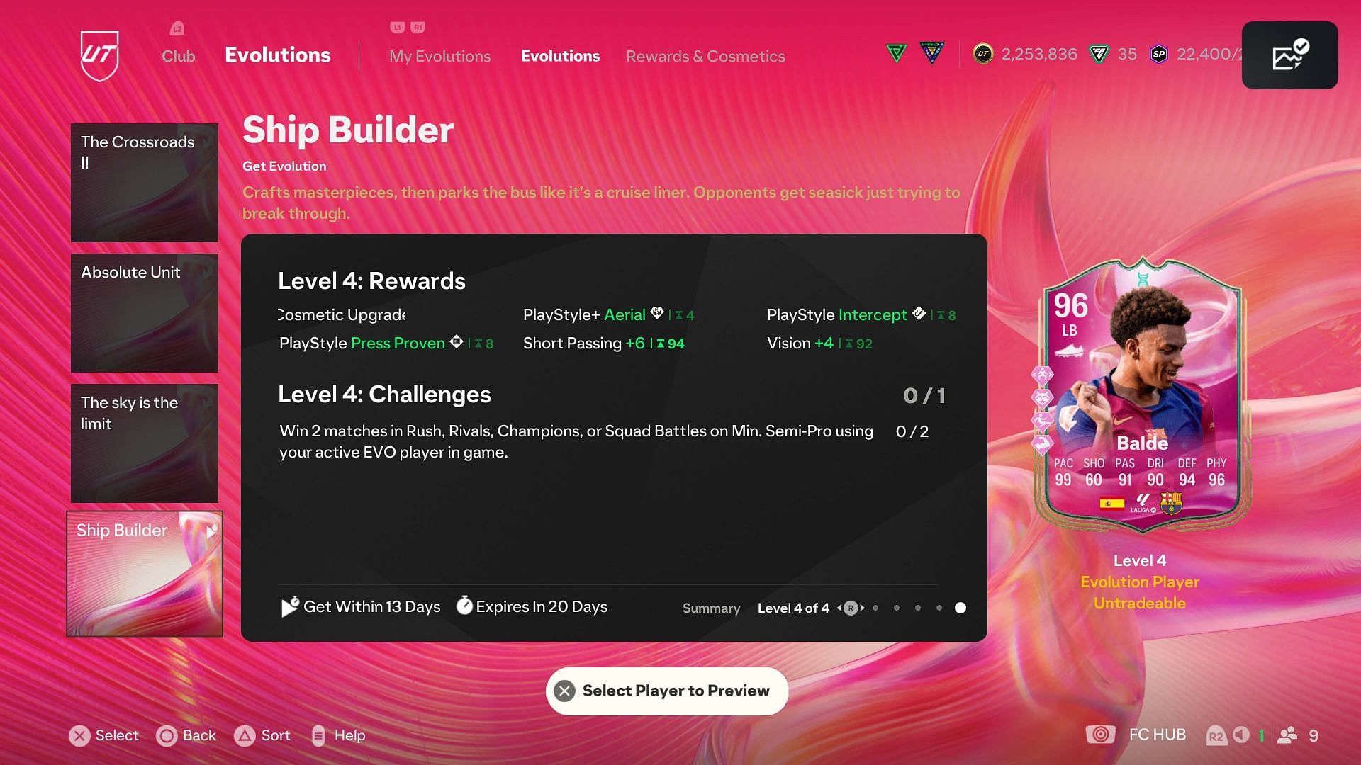 The EVO has four levels (Image via EA Sports)