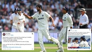 "He's embarrassing Shubman Gill" - Fans react to Washington Sundar's double strike after being brought on after 68 overs in ENG vs IND 2025 4th Test