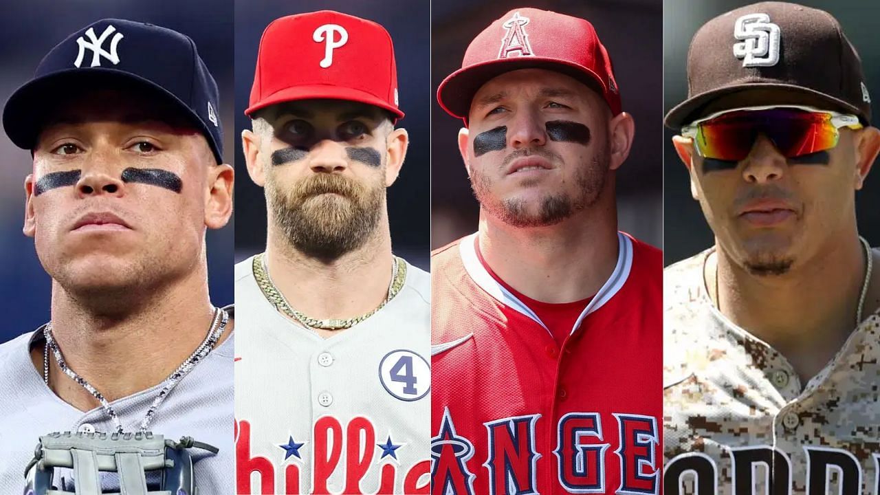 (Left to Right) Aaron Judge, Bryce Harper, Mike Trout and Manny Machado (Images from - Getty)