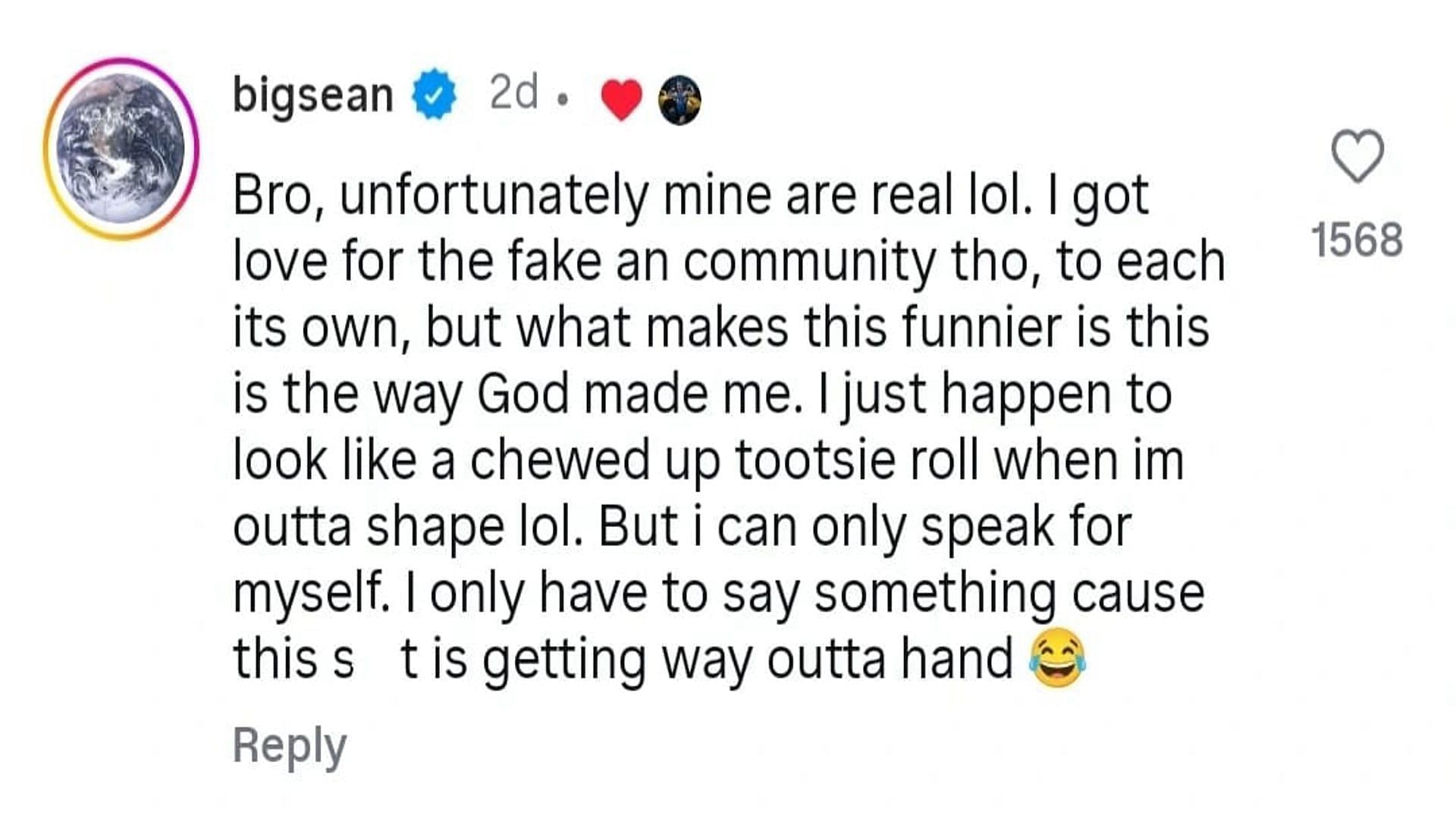 Big Sean&#039;s comment on Blake Sanburg&#039;s Instagram reel (Image via Instagram/@thenutritionnarc)