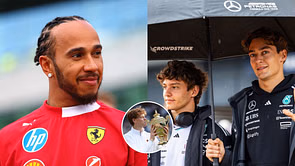 Lewis Hamilton, George Russell, and Kimi Antonelli congratulate Jannik Sinner for beating Carlos Alcaraz to win the Wimbledon title