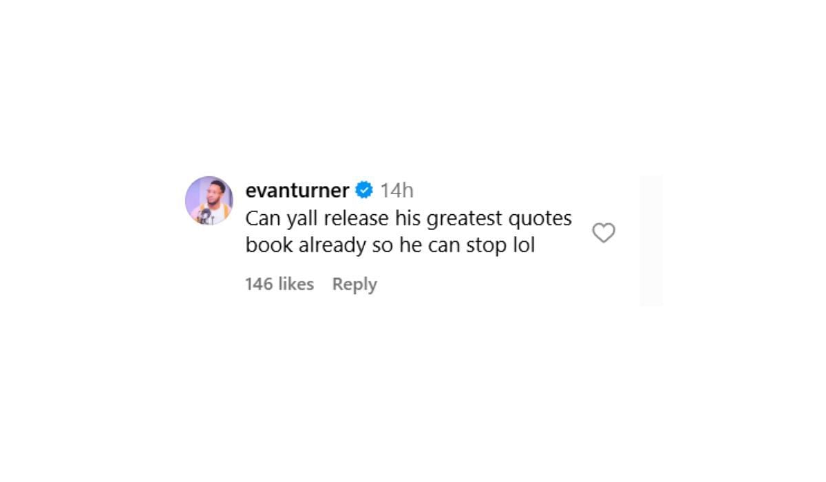 Evan Turner comments on Jalen Hurts dropping another one liner (Source: Instagram/Sports Illustrated)