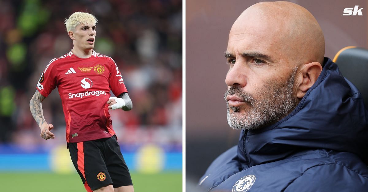 Alejandro Garnacho (left) and Chelsea boss Enzo Maresca - both pics GETTY